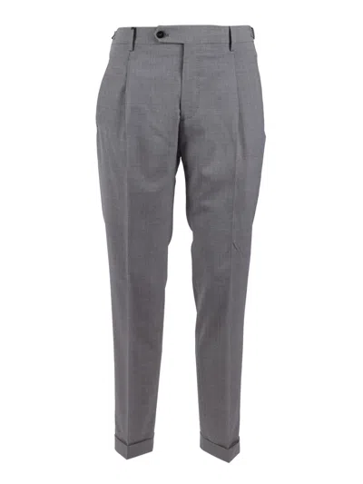 Berwich Grey Cuffed Tailored Tapered Straight-leg Pants In Gray