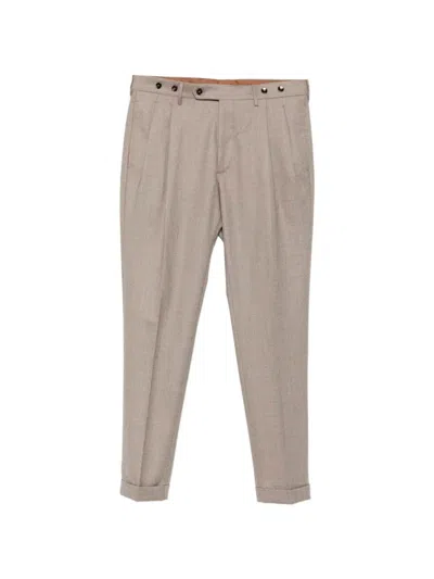 Berwich Pleated Wool Trousers In Neutral