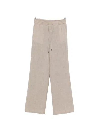 Berwich Patrizia Drawstring Palazzo Trousers In Brown