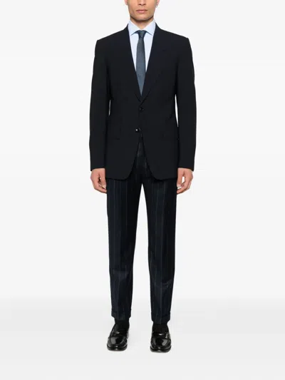 Berwich Pinstripe Pleated Trousers In Black