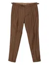 Berwich Pinstripe Pleated Trousers In Brown