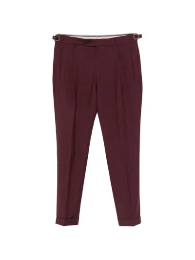 Berwich Pinstriped Trousers In Burgundy