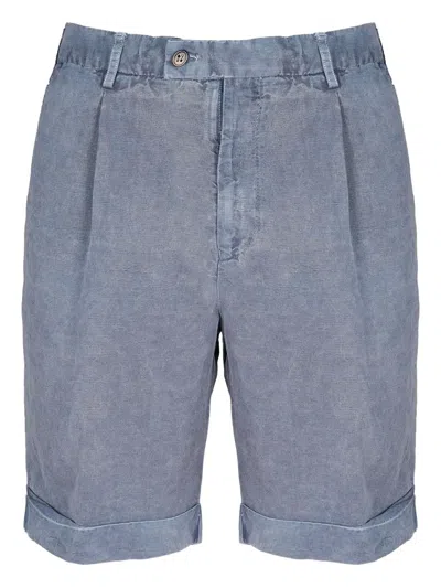 Berwich Pleat-detailed Linen Shorts In Blue