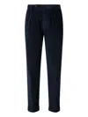 Berwich Pleated Corduroy Trousers In Blue