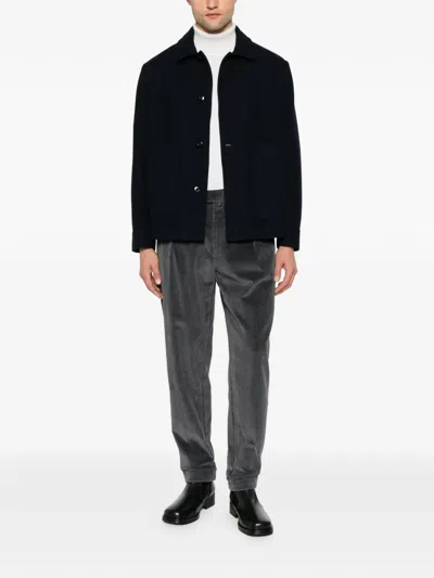 Berwich Pleated Corduroy Trousers In Gray