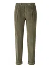 Berwich Pleated Corduroy Trousers In Green