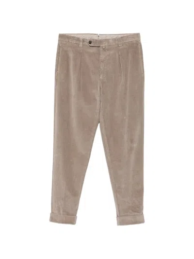 Berwich Pleated Corduroy Trousers In Neutral