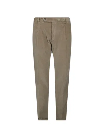 Berwich Pleated Corduroy Trousers In Nude