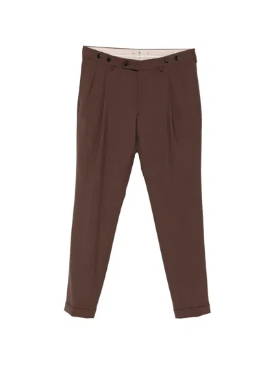 Berwich Pleated Cuffed Trousers In Brown