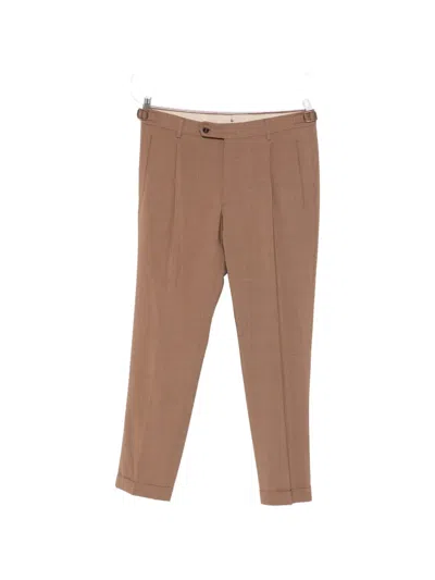 Berwich Pleated Cuffed Trousers In Brown