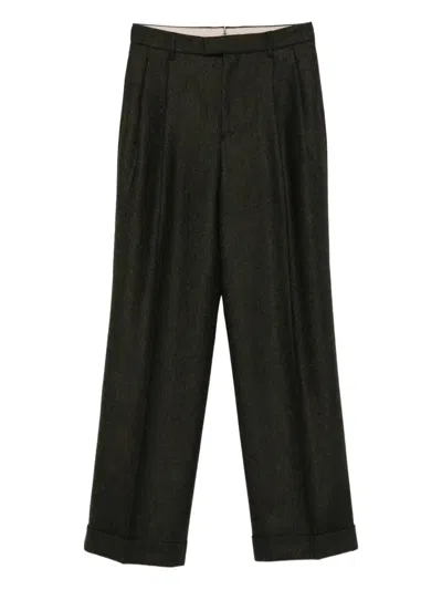 Berwich Pleated Cuffed Trousers In Gray
