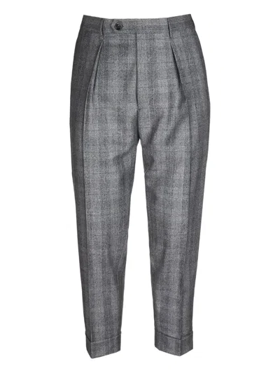 Berwich Pleated Cuffed Trousers In Gray