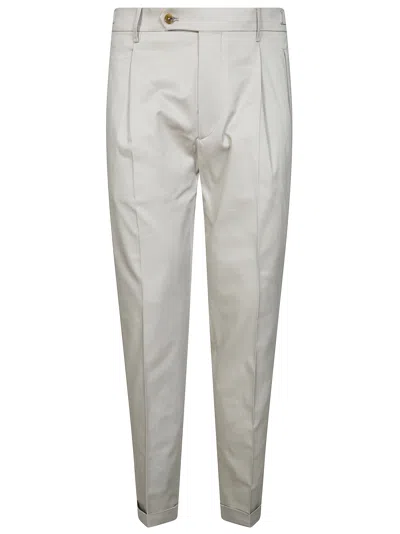 Berwich Pleated Front Smooth Textured Trousers In Brown