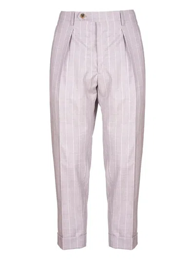 Berwich Pleated Pinstriped Trousers In Pink