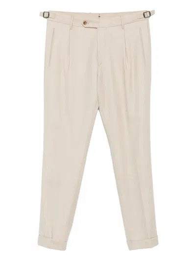 Berwich Pleated Side-buckle Trousers In Neutral