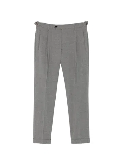 Berwich Pleated Side-adjuster Trousers In Gray
