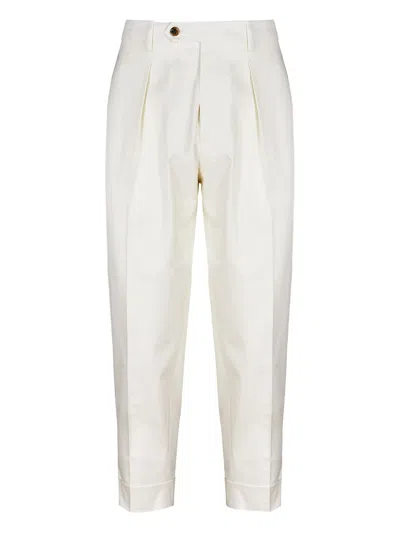 Berwich Pleated Tapered Trousers In White