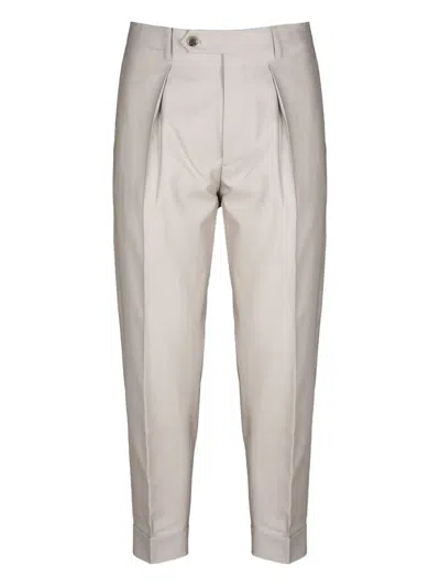 Berwich Pleated Tapered Trousers In Neutral