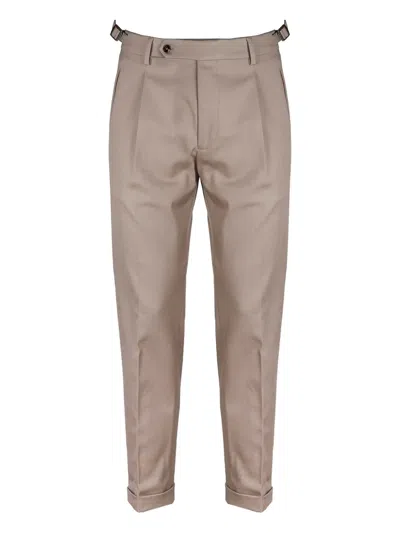 Berwich Pleated Turn-up Trousers In Brown