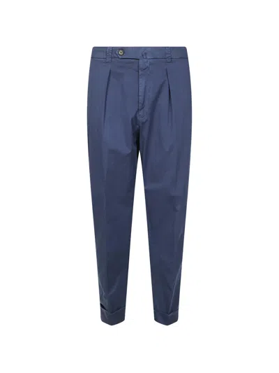 Berwich Pleated Turned-up Trousers In Blue