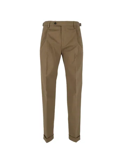 Berwich Pleated Turn-up Straight-leg Trousers In Brown