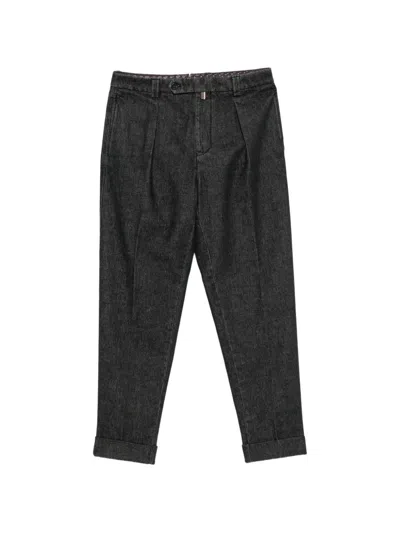 Berwich Pleated Turn-up Trousers In Black