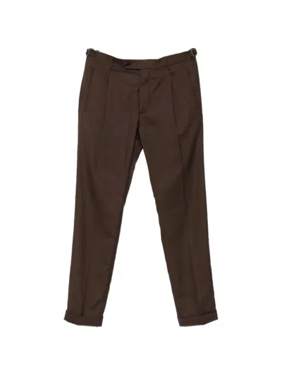 Berwich Pleated Turn-up Trousers In Brown