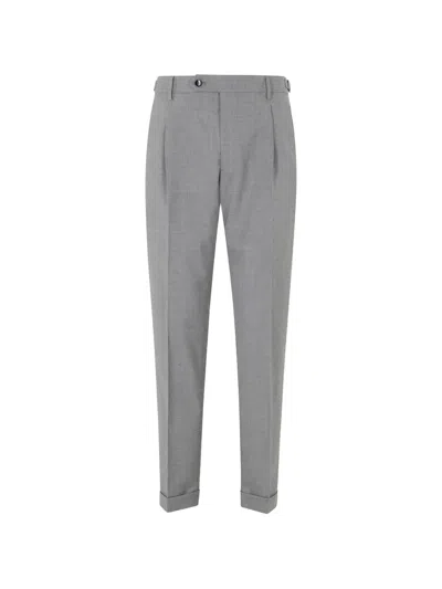 Berwich Pleated Turn-up Trousers In Gray