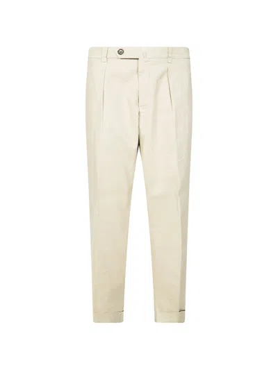Berwich Pleated Turn-up Trousers In Neutral