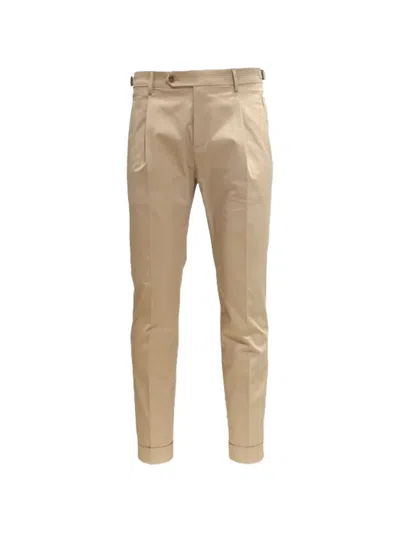 Berwich Pleated Turn-up Trousers In Neutral