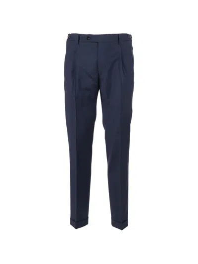 Berwich Pleated Wool Trousers In Blue