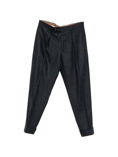Berwich Pleated Wool Trousers In Blue
