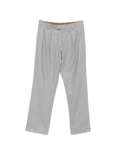 Berwich Pleated Wool Trousers In Grey
