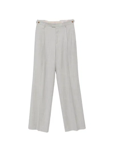 Berwich Pleated Wool Trousers In Gray