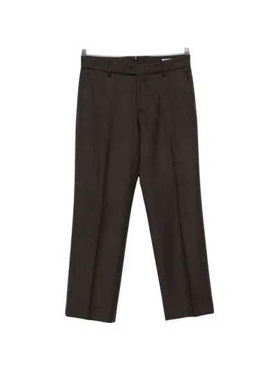 Berwich Pressed-crease Belt-loop Trousers  In Brown