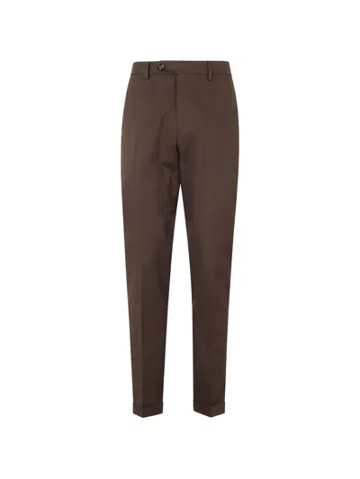 Berwich Pressed-crease Turned-up Trousers In Brown