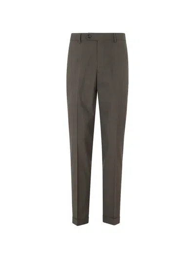 Berwich Pressed-crease Turned-up Trousers In Brown