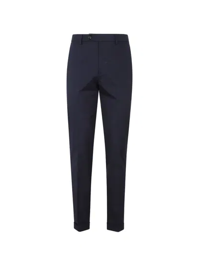 Berwich Pressed-crease Turn-up Trousers In Blue