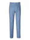 Berwich Classic Tailored Blue Linen Blend Pants In Blue