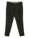 Berwich Herringbone Pattern Relaxed Fit Pants In Green