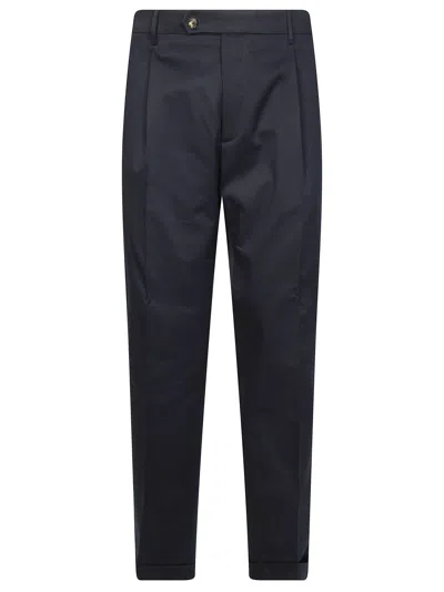 Berwich Blue Relaxed Fit Nos Tapered Trousers In Black