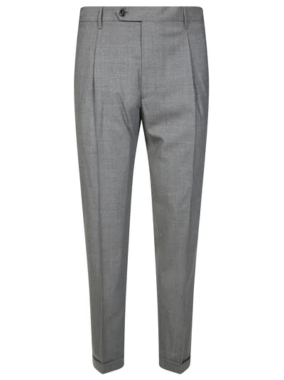 Berwich Light Grey Relaxed Fit Nos Pleated Trousers In Gray