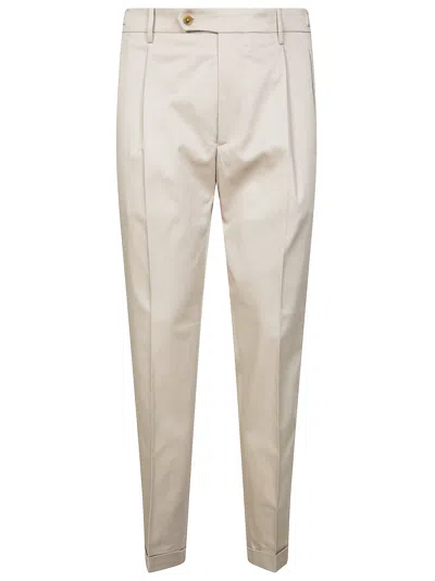 Berwich Linen Blend Overfit Pleated Pants In Neutral