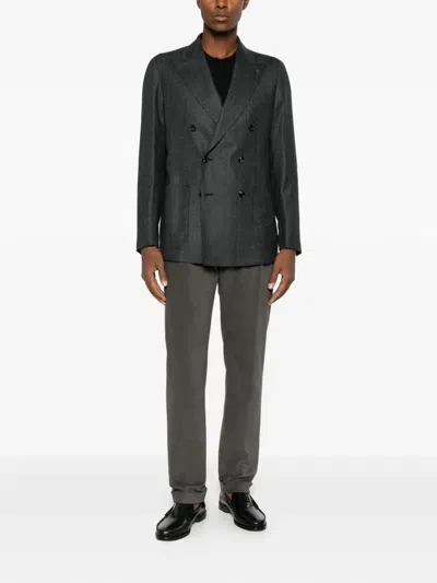 Berwich Retro Long Pleated Straight-leg Trousers In Transparent