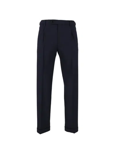 Berwich Retro Long Pleated Trousers In Blue