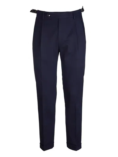 Berwich Retro Pleated Trousers In Blue