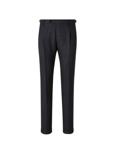 Berwich Retrolong Houndstooth-pattern Pleated Trousers In Blue