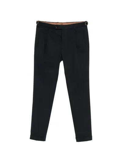 Berwich Retrolong Pleated Side-buckle Trousers In Blue
