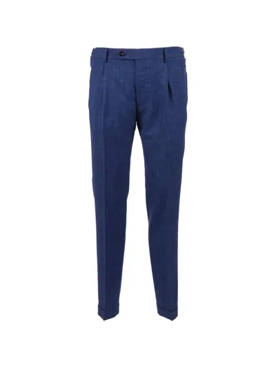 Berwich Retrolong Pleated Trousers In Blue