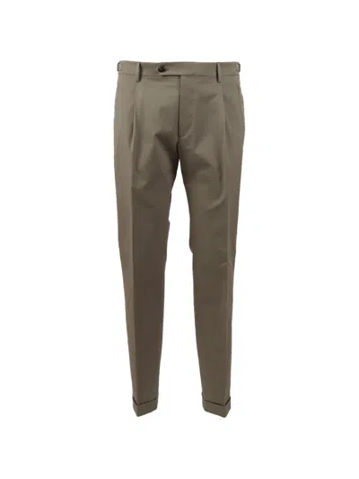 Berwich Retrolong Pleated Trousers In Green